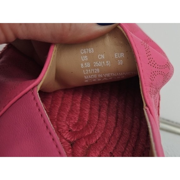 Coach CARLEY Pink W/8.5 Leather Espadrille AUTH Cottagecore Balletcore LOGO *EUC - Picture 10 of 15
